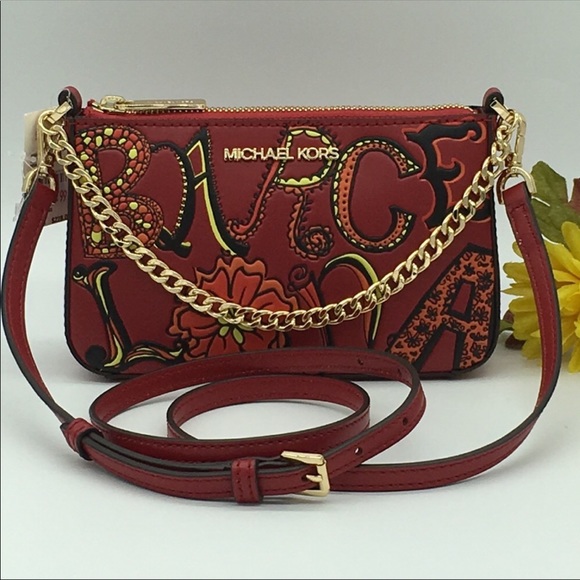 MICHAEL KORS BARCELONA SM ZIP POUCHETTE SCARLET - Picture 2 of 8